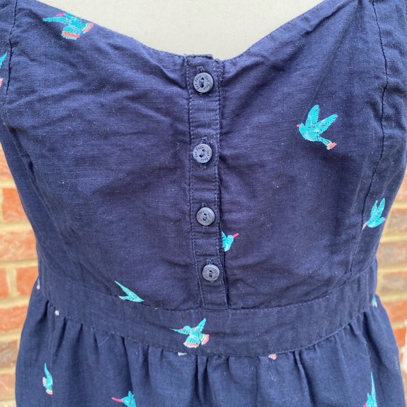 Fat Face 100% Cotton Size 12 Cami Vest Top Shirring Bird Animal Print Navy - Picture 9 of 12